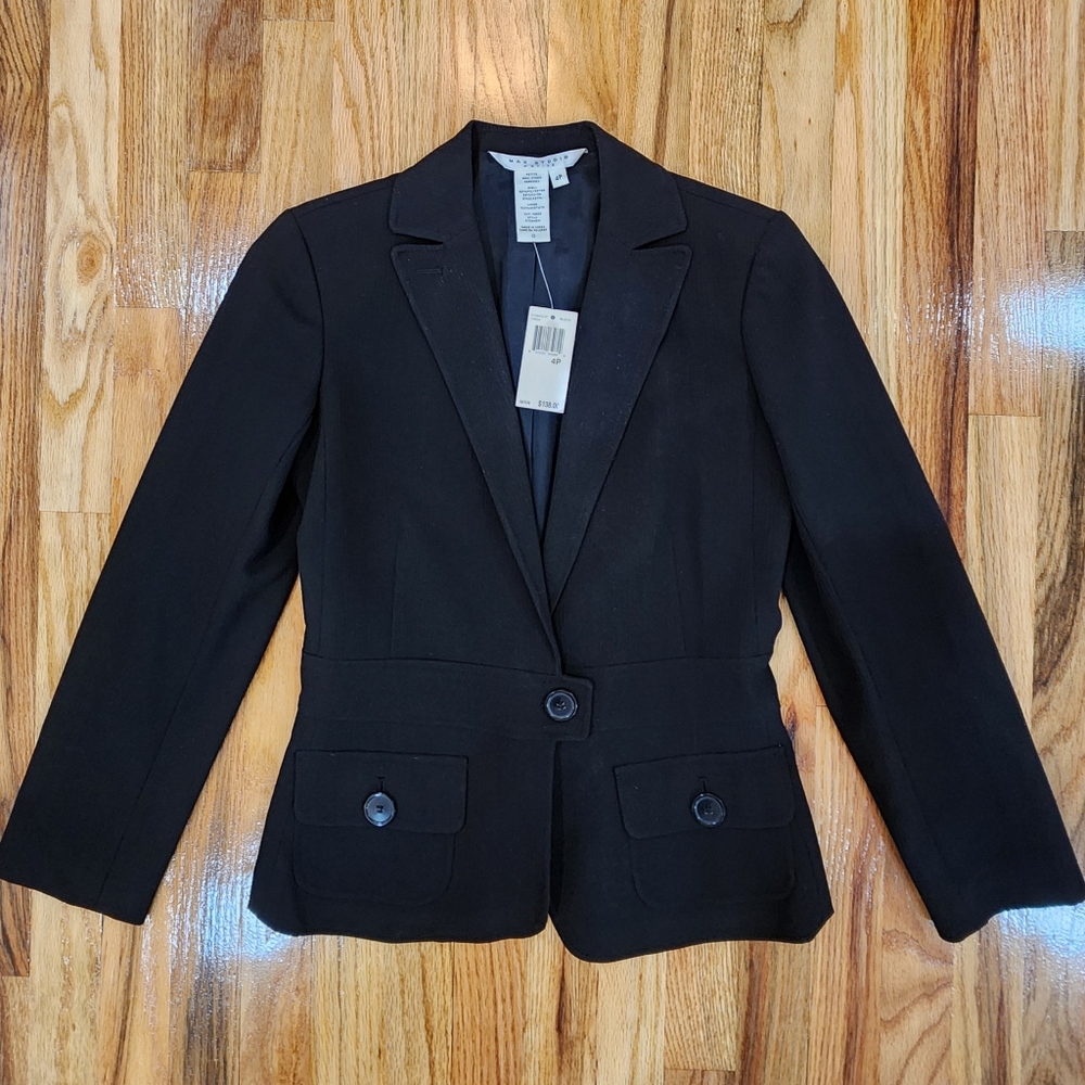 New With Tags Max Studio Black Women's Blazer Jacket Petite Size 4